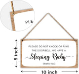 Wood Hanging Decor Sign, No Knock or Ring The Bell, Baby Sleeping, Rustic Wood Front Door Plaque Wall Art Decor Gift, 10" x 5" Wood Decor Hanging Sign for Porch Yard Home Farmhouse House Outdoor-10