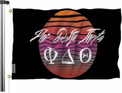 Swono Phi Delta Theta Synth Wave Elements Circle Sun Moon Outdoor Garden Flag - 3x5ft