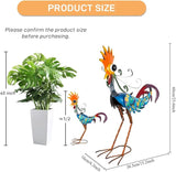 Metal Wacky Rooster Garden Statues Outdoor Decor, 23'' Rooster Decor Chicken Yard Sculptures Art Decoration for Home Outsiede Patio Lawn Backyard, Gift for Women Lovers Moms(Blue)