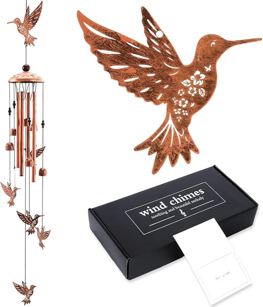 Hummingbird Wind Chimes for Outside - Metal Windchimes Outdoors, Hummingbird Gifts for Women/Men, Memorial/Birthday/Housewarming/Festival Gifts, Chimes for Garden Decor Patio Yard Outdoors