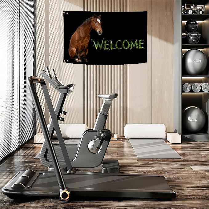 Horse Welcome Flag 2X3FT, Farm House Flags, Horse Meme Banner,Both Sides Printed, Men Women Banner,Vibrant Colors, Double Stitched with 2 Brass Grommets, Bar Garden Street Decoration, GYM, Office Decor,Indoor Outdoor Use,Gifts. (Horse, 2x3ft)