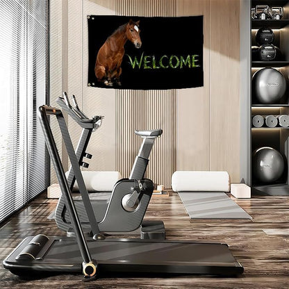 Horse Welcome Flag 2X3FT, Farm House Flags, Horse Meme Banner,Both Sides Printed, Men Women Banner,Vibrant Colors, Double Stitched with 2 Brass Grommets, Bar Garden Street Decoration, GYM, Office Decor,Indoor Outdoor Use,Gifts. (Horse, 2x3ft)