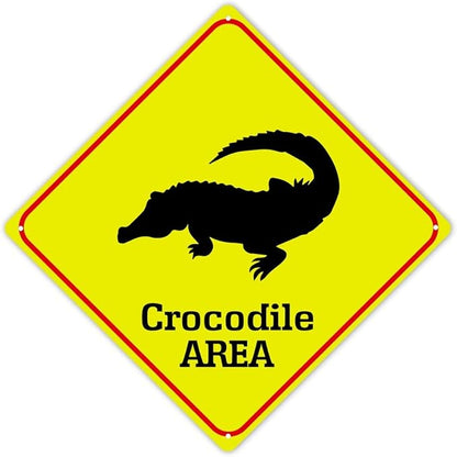 Crocodile Area Xing Caution Crossing Sign Ocean Animal Metal Tin Sign Warning Sign Novelty Road Fence Yard Wall Decor For Indoor Outdoor Highway12x12in