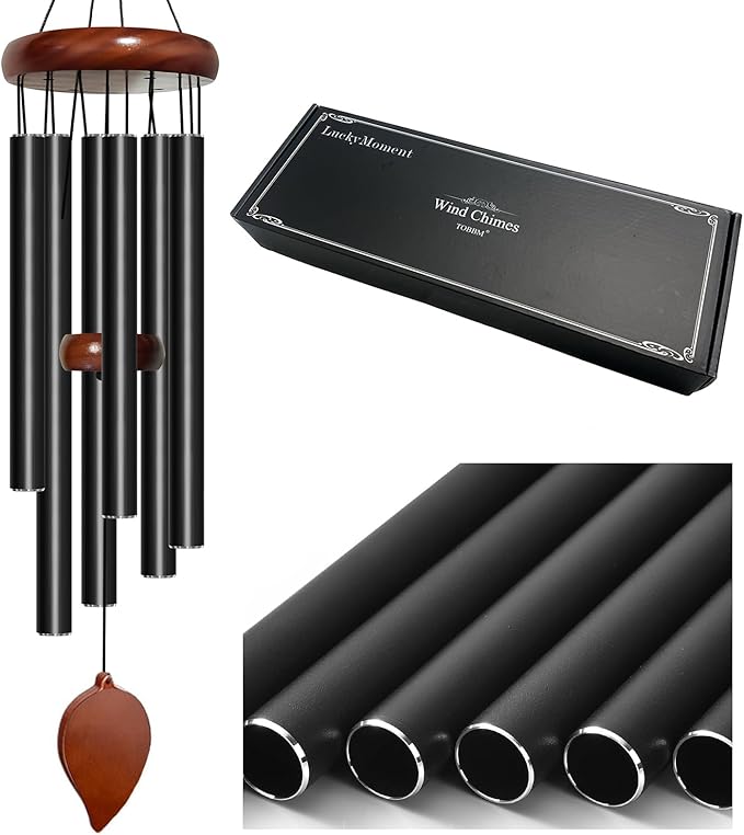 Wind Chimes for Outside - 32in Black Outdoor Tuned Windchimes with Soothing Melody, Perfect for Garden, Patio or Door Chimes When Door Opens, Creates an Enjoyable Atmosphere, Ideal Gift for Family