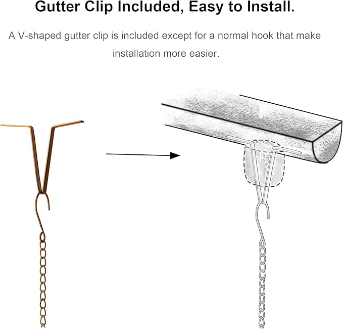 Glitzhome 8.5 FT Fish Shaped Rain Chains, Faux Copper Patina Finish Rain Chains for Gutters with 9 Fish, Adjustable Rain Catcher Chain with V-Shaped Gutter