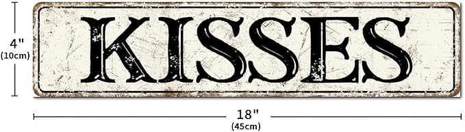 Madcolitote Ancient Retro Kisses Wood Sign Kisses Street Signs Rustic Wooden Wall Art Farmhouse Wall Decor Kitchen Wall Hanger Retro Decoration Sign Housewarming Gift 4x18in