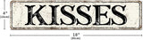 Madcolitote Ancient Retro Kisses Wood Sign Kisses Street Signs Rustic Wooden Wall Art Farmhouse Wall Decor Kitchen Wall Hanger Retro Decoration Sign Housewarming Gift 4x18in
