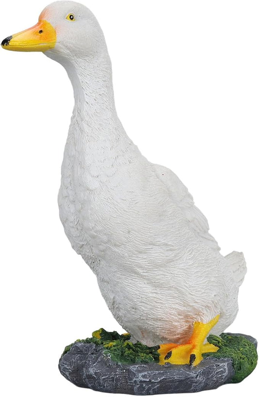 GLOGLOW Hand Painted Duck Garden Statue, Medium Size Decorative Outdoor Figurine for Yard Lawn Patio