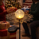 Solar Garden Lights Outdoor Decorative, Sun Crackle Glass Globe LED Solar Stake, Waterproof Metal Yard Lawn Patio Pathway Landscape Lighting, Unique Garden Gifts for Women Mom(Bronze)