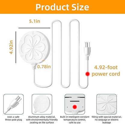 110W Bird Bath Heater for Outdoors in Winter–Submersible Pond Deicer,Cast Aluminum Thermostatic Chicken Water Heater,Power Cord 4.92 Ft/1.5M(White)