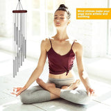 Premium Wind Chimes, Metal Wind Chimes with 12 Hollow Aluminum Tubes, Sliver Wind Chime for Party Home Garden Yard Patio Decor, Gift etc, 23 Inch