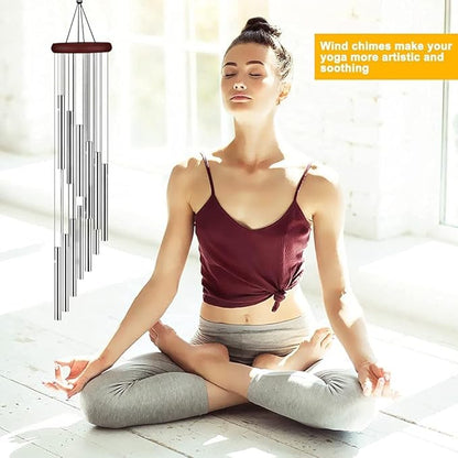 Premium Wind Chimes, Metal Wind Chimes with 12 Hollow Aluminum Tubes, Sliver Wind Chime for Party Home Garden Yard Patio Decor, Gift etc, 23 Inch