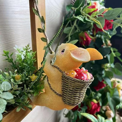 Climbing Squirrel Tree Hugger Statue - UV Resistant Resin Hanging Garden Sculpture, Waterproof Outdoor Decor for Yard, Patio, Porch (Rabbit)