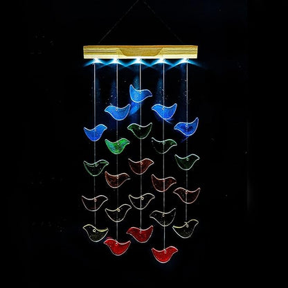 Topadorn Wind Chimes for Outside, Unique Solar Light Wind Chime, Glass Hanging Wind Chime with Solar Light for Home, Garden, Patio and Yard Decor