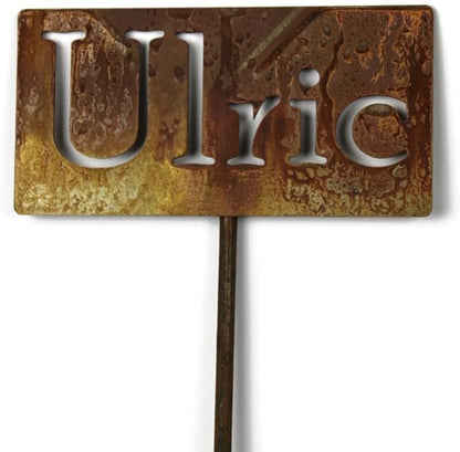 Classic Metal Garden Markers Clearance Items 20 to 33 Inches Tall (Ulric, Naturally Rusted)