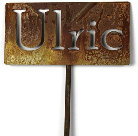 Classic Metal Garden Markers Clearance Items 20 to 33 Inches Tall (Ulric, Naturally Rusted)