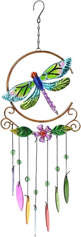 Dragonfly Wind Chimes, Garden Glass Outside Colorful Wind Chimes for Home, Party, Festival Decor, Garden Decoration Valentines Day Gift Indoor/Outdoor,Lifelike Dragonfly Deep Tone Style