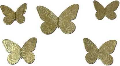 Waowumar Butterfly Wall Decor Rustic Gold Wall Hangings Resin Butterflies Wall Art 5 Pieces