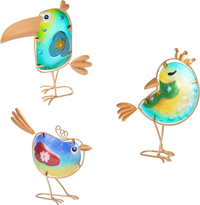 Metal Garden Decor for Outside,Spring Yard Decor Bird Set of 3, Yard Art Outdoor Decor and Garden Decorations, Bird Statues Decor for Apartment Patio, Outdoor Decor for Patio Decorations
