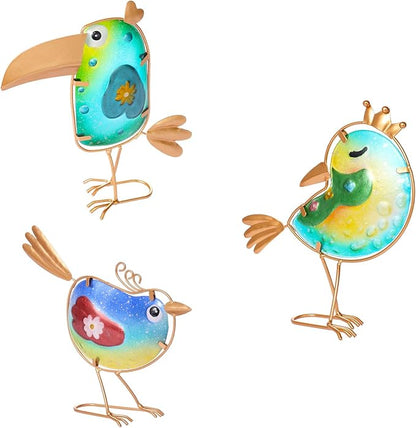 Metal Garden Decor for Outside,Spring Yard Decor Bird Set of 3, Yard Art Outdoor Decor and Garden Decorations, Bird Statues Decor for Apartment Patio, Outdoor Decor for Patio Decorations