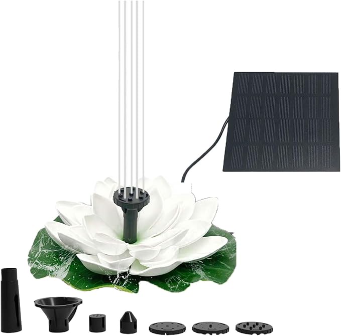 Solar Garden Fountain Water Lilies Designs Outdoor Bird Bath Accessories Suitable for Patios and Fish Pond Fish Pond Accessories