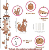 INFUNLY Fox Wind Chimes for Outside Animal Metal Wind Chime Aluminum Windchime Tubes Foxes Memorial Wind-Bell Retro Music Windchimes with Little Bells for Yard Garden Decor Housewarming Birthday Gift