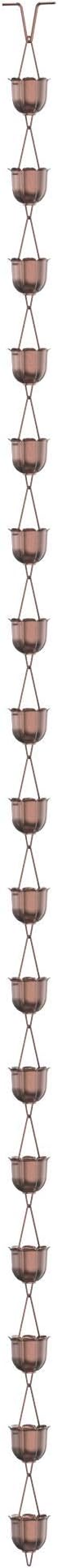 Rain Chains Direct - Flutes Rain Chain - 8.5 FT - Pure Solid Copper - Premium Rain Chains for Gutters
