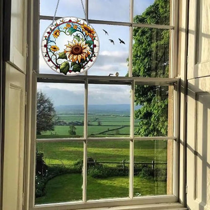 5.9'' Sunflower Acrylic Window Hanging Flower Sun Catcher Decor Stained Panel Hangings Wall Art Decor Gift for Daughter,Mom,Grandma (Style D)