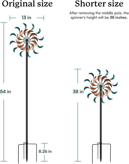 Wind Spinners Outdoor - Metal Windmill for Yard, Garden Spinners with Stake, Yard Art, Ideal Lovely Gift for Family Friends(13'' W x 54'' H)