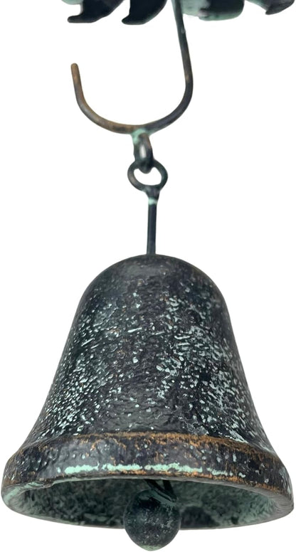 Verdigris Umbrella & Black Bear Rain Chain - 75 inches Long with 10 3D Designs, Weighted Bell for Wind Chime Sound - Eco-Friendly Water Collection or Downspout Replacement