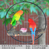Mini Garden Statues Hanging Iron Ring Parrots, Resin Parrot Hanging Statue, Hanging Birds Figurine for Pathways Yard Patio Office Home Indoor Outdoor Tree Decorations (D-1)