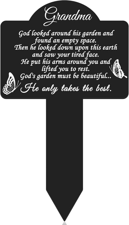 Roowest Cemetery Grave Decorations Acrylic Memorial Stakes Grave Stake Markers Sympathy Garden Plaque Waterproof Remembrance Sympathy Gift for Cemetery Graveside Outdoors Yard(Grandmother)