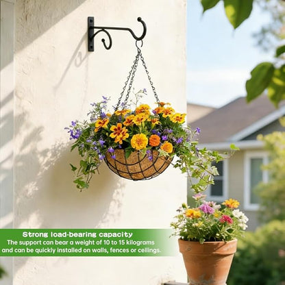 2PCS Plant Hanger Hooks 8Inch Hanging Plant Bracket,Metal Plants Bracket Wall Hooks for Hanging Plants, Bird Feeder,Flower Basket,Wind Chimes,Indoor/Outdoor Wall Mount