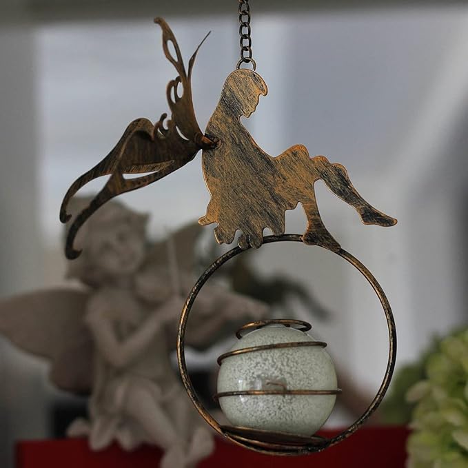Retro Pendant Sculpture Garden Courtyard Balcony Indoor Iron Ornaments 5.5X3.5X14.1Inch