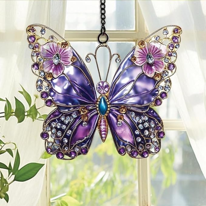 Butterfly Suncatcher Ornament Fantasy Acrylic Window Hanging Wall Art Decoration Birthday Gift Suncatchers for Windows Indoor Decorations Outdoor Decor