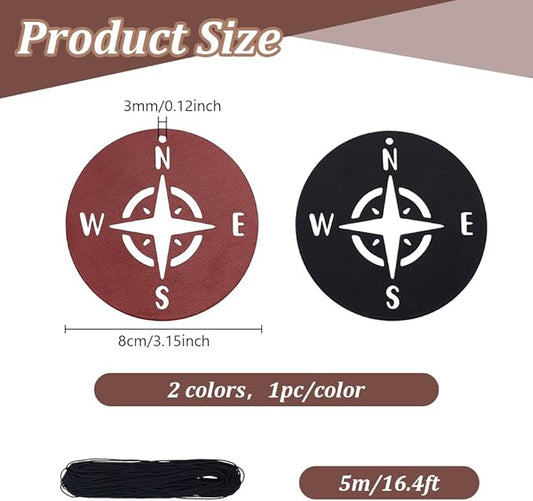 ORIGACH 2 Pcs Black and Red Compass Replacement Wind Catcher, Wind Chime Parts Replacement with 16.4FT Nylon Cord, Metal Wind Chime Replacement Sail for Memorial Sympathy Wind Chimes