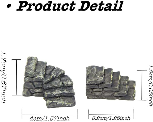 2 Pcs Curved Stone Steps Miniature Fairy Garden Accessories,Miniature Pond Lawn Ornament Figurines, Mini Lighthouse Water Well Bridge Figurines, Micro Landscape Ornaments for DIY Kit Statues