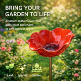 Handmade Metal Flower Garden Stake, Metal Flower Garden Stake Bird Bath,Bee Butterfly Water Feeder with Flower Design for Garden Lawn Yard Decor (3PCS)