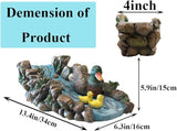 Mallard Duck Statue Splash Block Gutter Downspout Extensions Garden Decor, Decorative of Gutters Downspout Rain Concrete Pond Splash Block, Duck Family Gutter Downspout Accessory, 13.4" L x 6.3" W