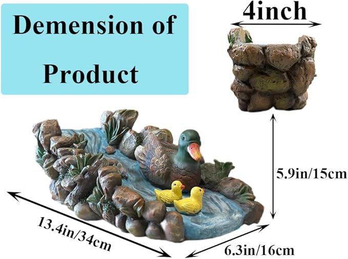 Mallard Duck Splash Block Gutter Downspout Extensions Outdoor Statue Garden Decoration, 13.4" L x 6.3" W Larger Gutter Downspout Decorative Garden Statues Rain Concrete Pond Accessory, Gift for Mom