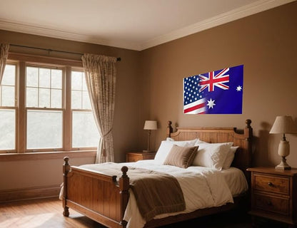 USA Australia Combination Flag 5X8FT, American Australian Flags,Both Sides Printed, Men Women Banner,Vibrant Colors, Double Stitched with 2 Brass Grommets, Bar Garden Street Decoration, GYM, Office Decor,Indoor Outdoor Use,Gifts. (US-AUS-X, 5x8ft)