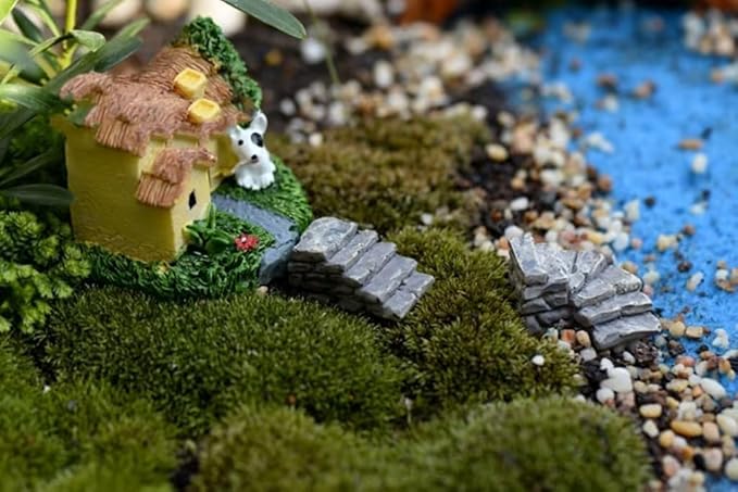 Curved Stone Steps Miniature Fairy Garden Accessories, Miniature Pond Lawn Ornament Figurines, Micro Landscape Ornaments for Garden DIY Kit Statues, Outdoor Décor, Outdoor Statues