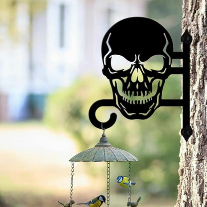 peacoblue Iron Plant Hangers Hooks for Outdoor Indoor Hanging Plants Flower Fern Pots Lantern Bird Feeder,11.6"x14.8" Weather Resistant Metal Wall Holder for Porch Garden Farmhouse(Skull)