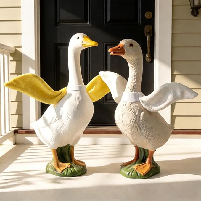 Porch Goose Wings for 23”- 28" Porch Goose Outfit Accessories Poseable Yellow Wings for Yard Lawn Outdoor Garden Patio Decor(1Pcs,Yellow)