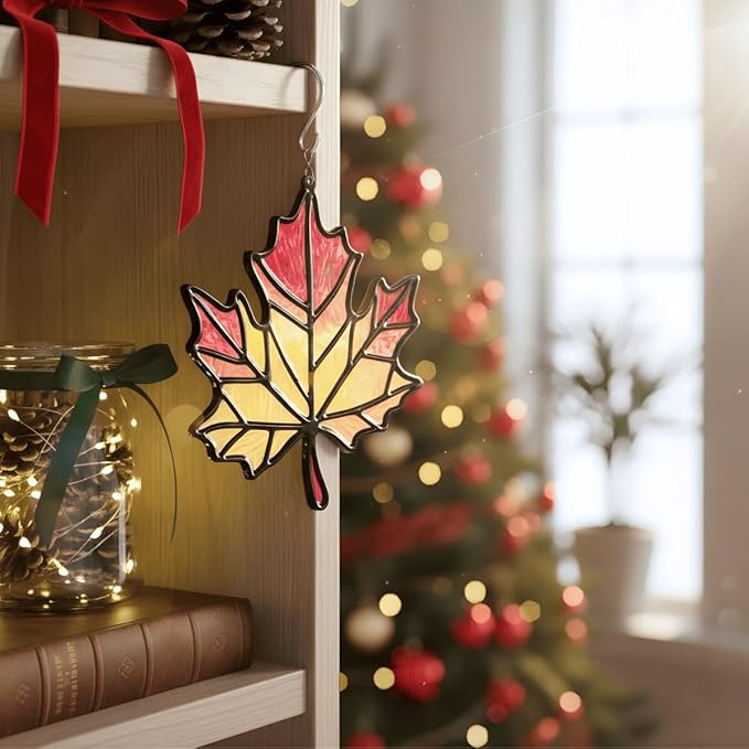 Maple Leaves Handmade Resin Suncatchers, Artisan Boho Sun Catcher Stained Glass Effect Window Hanging Garden Decor, Pendants Fall Decorations, Gift for Mother's Day Mom Grandma Wife Women
