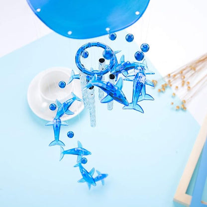 Blue Acrylic Dolphin Wind Chimes Decoration for Ourdoor & Indoor, Garden, Yark, Patio and Home Decor, Wind Chime Bell Hanging Ornament Gift for Friends, Festival and Party, Housewarming