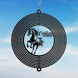 Personalized Horse Metal Wind Spinner, Custom Hanging Ornament for Outdoor Display, Kinetic Yard Sculpture, Equestrian Gift (Horse Garden Wind Spinner)
