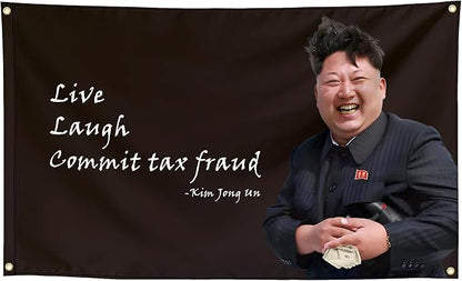 Live Laugh Commit Tax Fraud Funny Quote Flags Cool Meme Flags Banner 3x5 FT Room Guys Girls College Dorm Bedroom Frat Man Cave Wall Hangings Black KJU