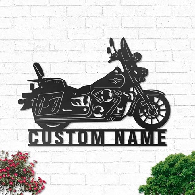 Custom Motorcycle Garage Name Signs, Personalized Monogram Wall Décor, Motorcycle Decor for Living Room Outdoor Patio Home, Motorcycle Lover Metal Plaque/Gift-38
