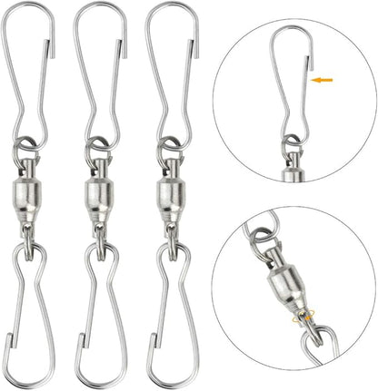 30 Pack Swivel Dual Clips, 2.76" Length Smooth Spinning Dual Clip Spiral Wind Spinner Hangers Twist Hanging Hooks for Windsocks, Plant, Flower, Bird Feeder, Kites, Lights, Flags, Lanterns, Party